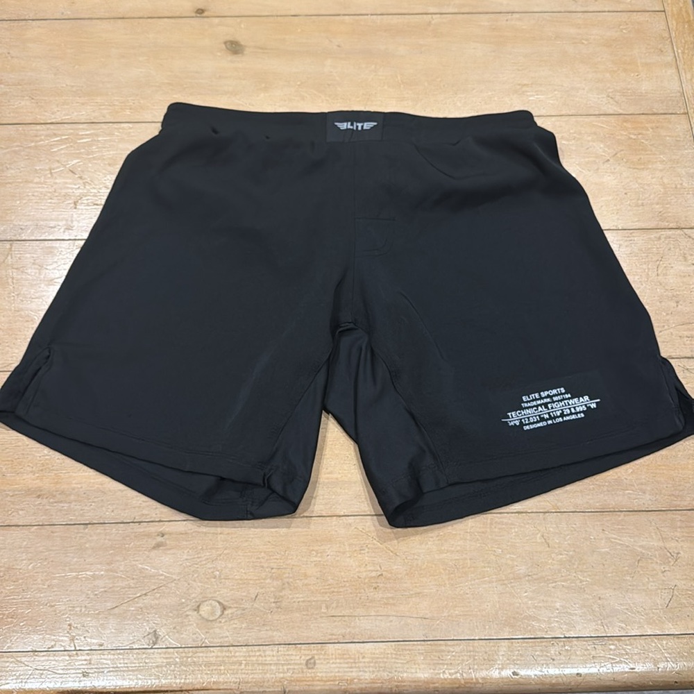 Elite Sports Men's Black Technical Fight Shorts Large
